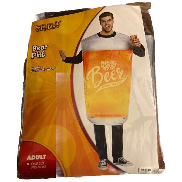 SPIRIT BEER PINT GLASS Party Halloween Costume. Adult One Size. New! - Picture 1 of 2